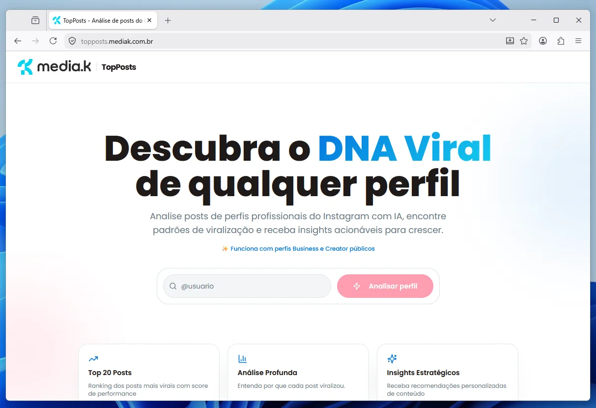 TopPost da Media.K é uma ferramenta de fácil uso que democratiza inteligência de conteúdo, sem exigir conhecimento técnico.