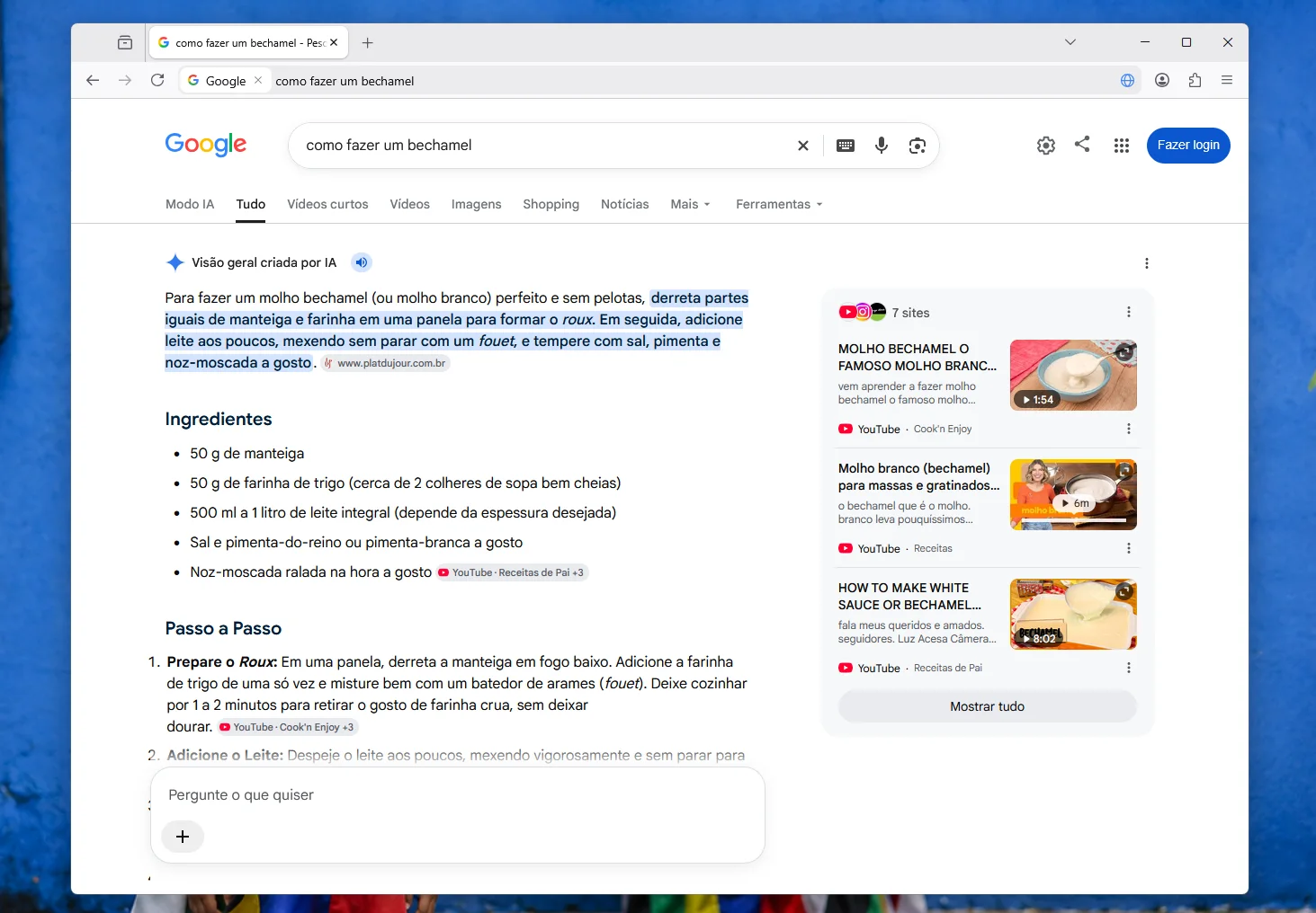 Páginas que alimentam resposta são mencionadas de forma discreta, enquanto todo o conteúdo já está explícito na tela do Google. Por que clicar? Reproução: Media.K